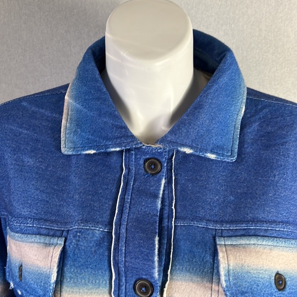 Free people women printed ruby jacket deep sea combo size S oversized new - Picture 3 of 13